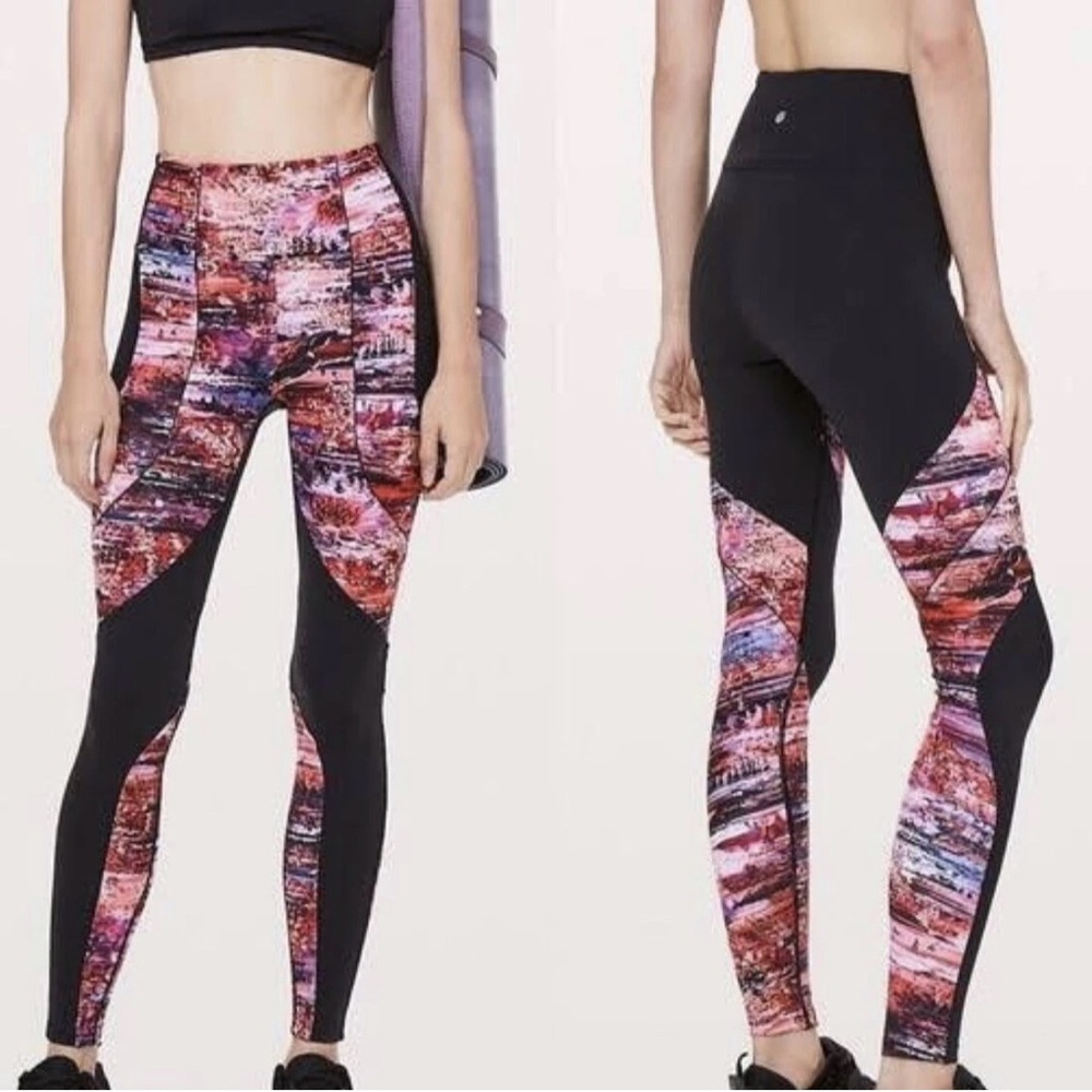 Lululemon Sweat & Repeat Tights Black Dahliascape. Size 4